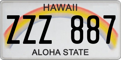 HI license plate ZZZ887