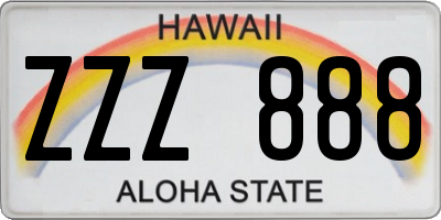 HI license plate ZZZ888