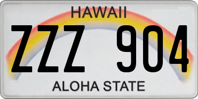 HI license plate ZZZ904