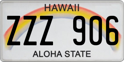 HI license plate ZZZ906