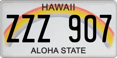 HI license plate ZZZ907