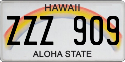 HI license plate ZZZ909