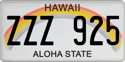 HI license plate ZZZ925