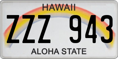 HI license plate ZZZ943