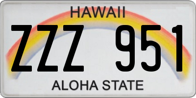 HI license plate ZZZ951