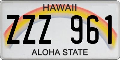 HI license plate ZZZ961