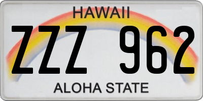 HI license plate ZZZ962