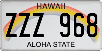 HI license plate ZZZ968