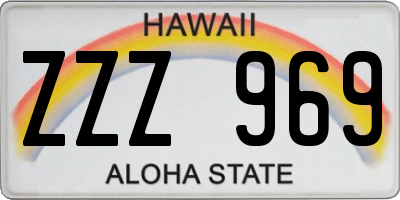HI license plate ZZZ969