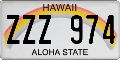 HI license plate ZZZ974