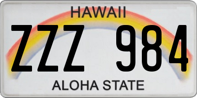 HI license plate ZZZ984