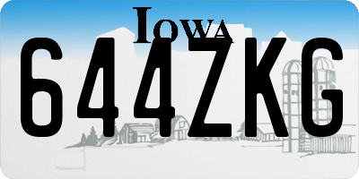 IA license plate 644ZKG