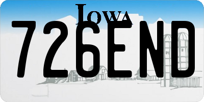 IA license plate 726END