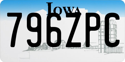 IA license plate 796ZPC