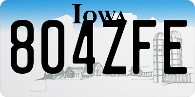 IA license plate 804ZFE