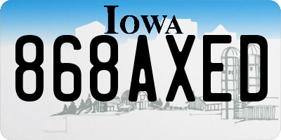 IA license plate 868AXED