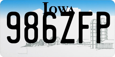 IA license plate 986ZFP