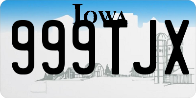 IA license plate 999TJX