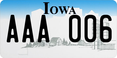 IA license plate AAA006