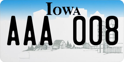 IA license plate AAA008