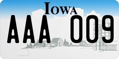 IA license plate AAA009