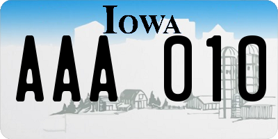 IA license plate AAA010