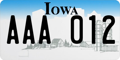IA license plate AAA012