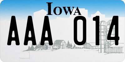 IA license plate AAA014