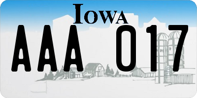 IA license plate AAA017