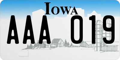 IA license plate AAA019