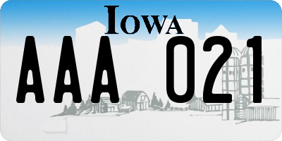 IA license plate AAA021