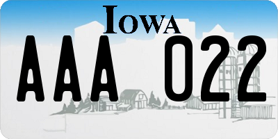 IA license plate AAA022