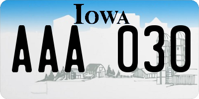 IA license plate AAA030