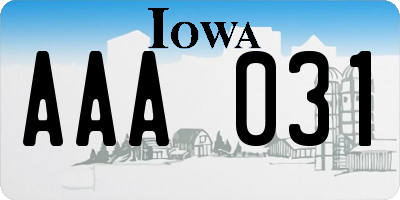 IA license plate AAA031