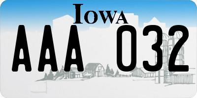 IA license plate AAA032