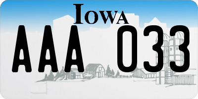 IA license plate AAA033