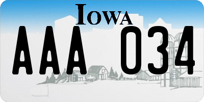 IA license plate AAA034