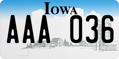 IA license plate AAA036