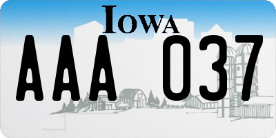 IA license plate AAA037