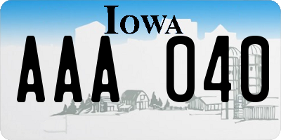IA license plate AAA040