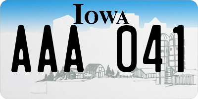 IA license plate AAA041