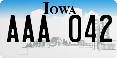 IA license plate AAA042