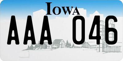 IA license plate AAA046