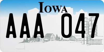 IA license plate AAA047