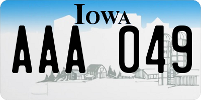 IA license plate AAA049