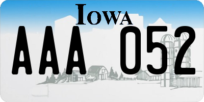 IA license plate AAA052