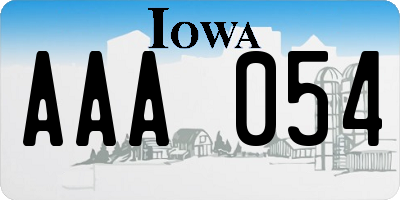 IA license plate AAA054