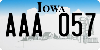 IA license plate AAA057