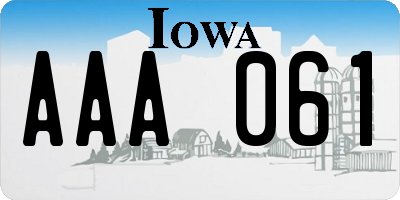 IA license plate AAA061