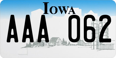 IA license plate AAA062